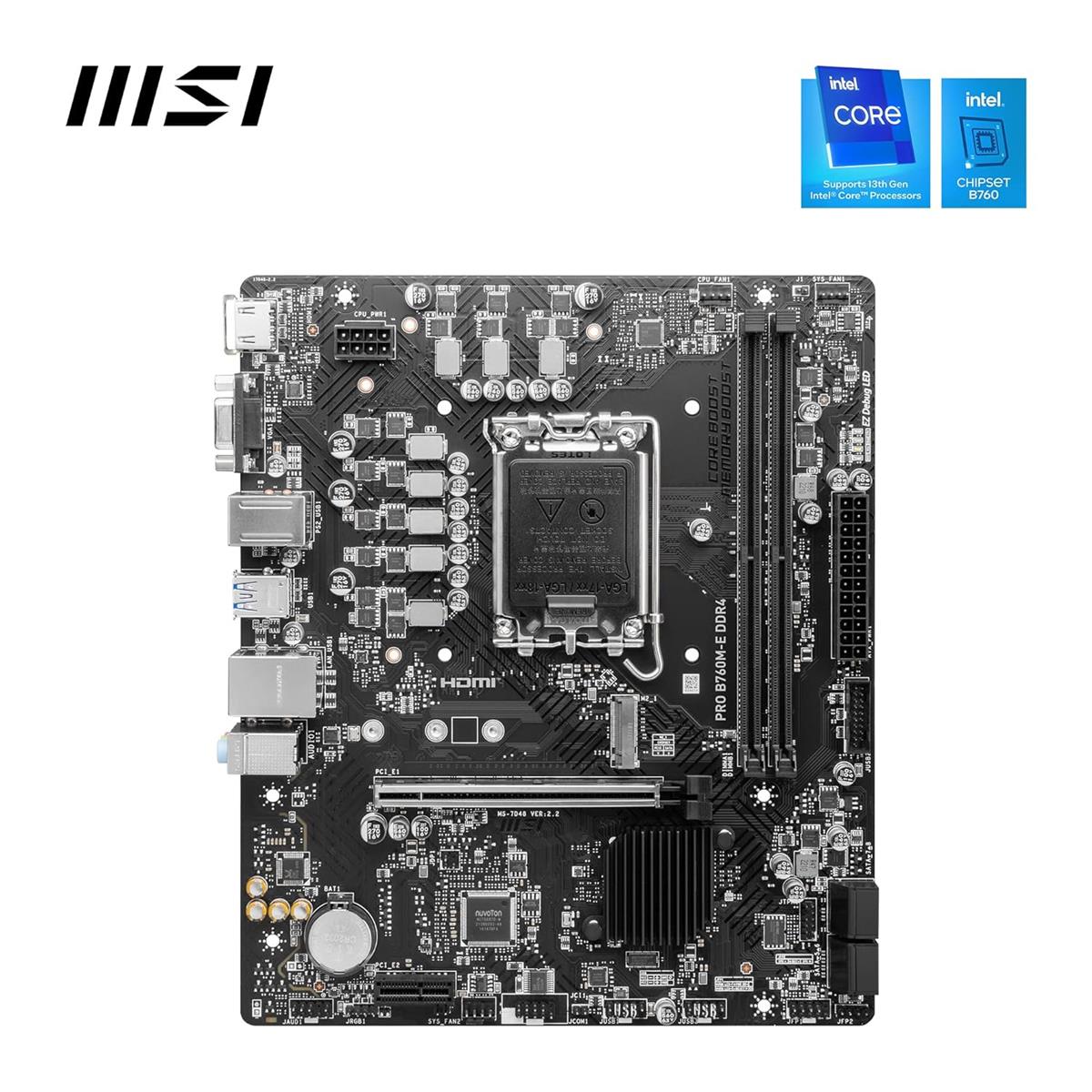 MSI Pro B760M-E DDR4 Intel 12/13th/14th Gen microATX Motherboard - Image 2