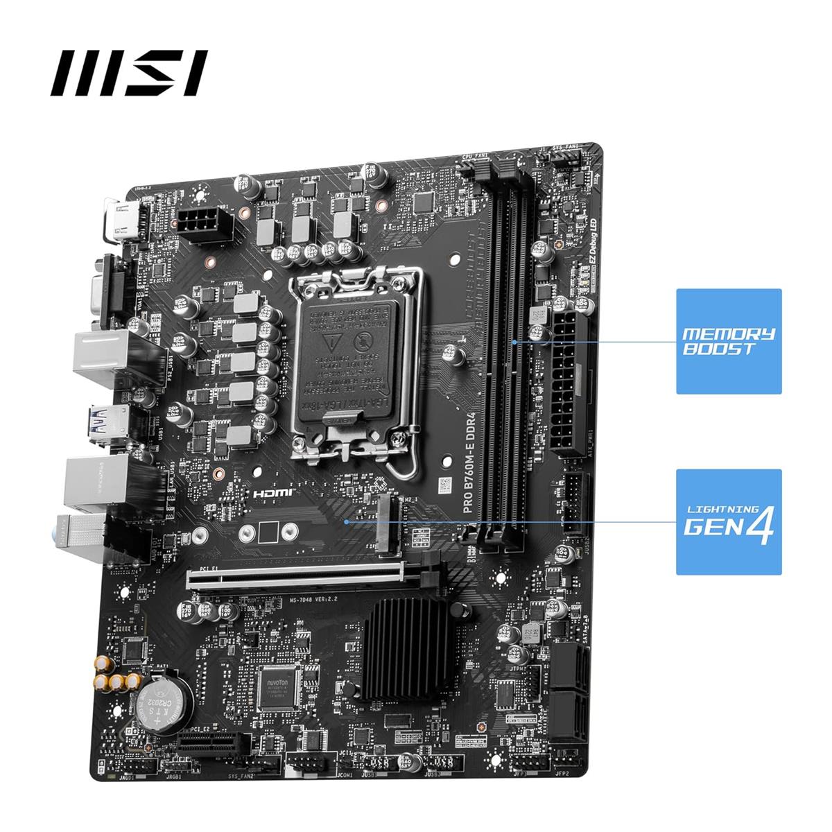 MSI Pro B760M-E DDR4 Intel 12/13th/14th Gen microATX Motherboard - Image 3